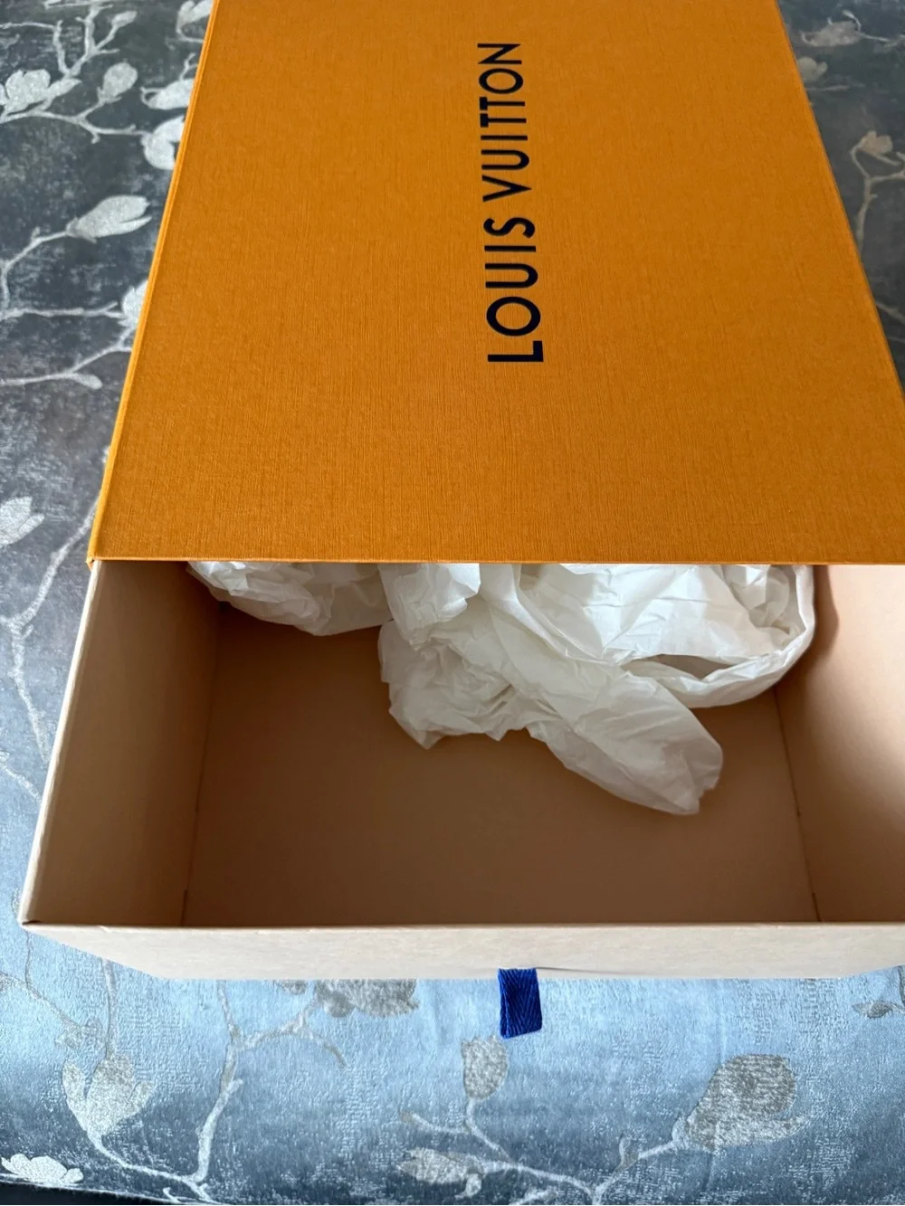 Louis Vuitton Orange Empty Gift Box & authentic LV Blue Logo